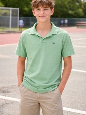 Lacoste Light Green Polo with Embroidered Crocodile